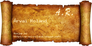 Árvai Roland névjegykártya